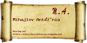 Mihajlov Antónia névjegykártya
