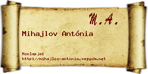 Mihajlov Antónia névjegykártya